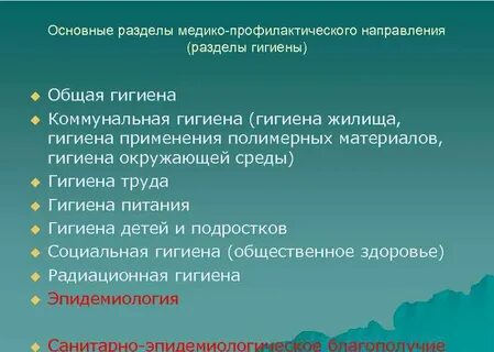 Разделы гигиены