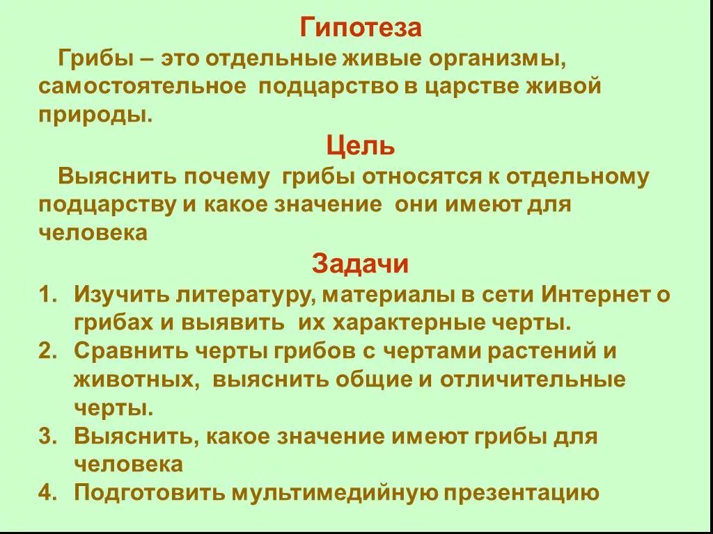 Гипотеза 4 класс