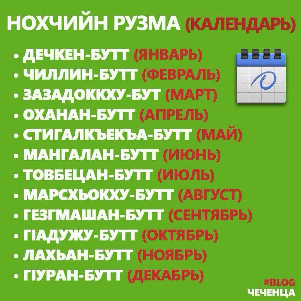 Название месяцев на чеченском. Месяца на чеченском языке. Название месяцев на чеченском языке. Чеченский календарь месяцев.