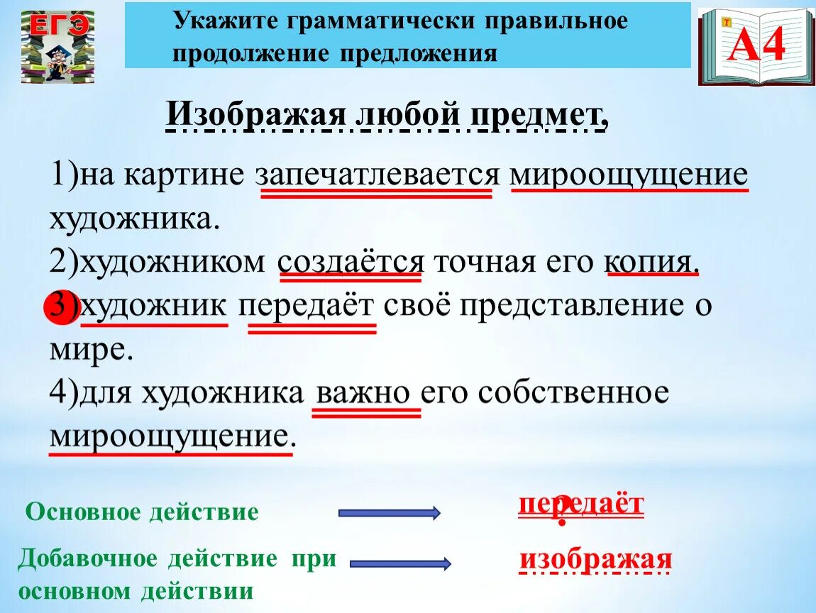 Правильное продолжение предложения