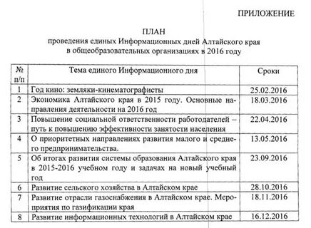 План единого дня