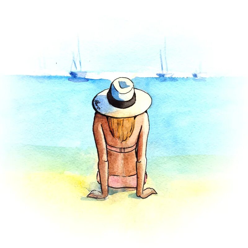 человек на пляже рисунок. нарисовать человека на море. девушка-море. портрет со спины. живопись люди и море.