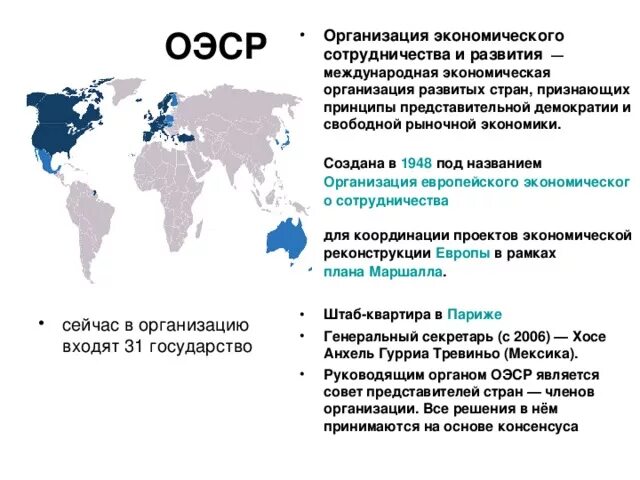 Международные организации Европы. ОЭСР И МЭА. Экономические организации Европы. География 7 класс план характеристики страны канада