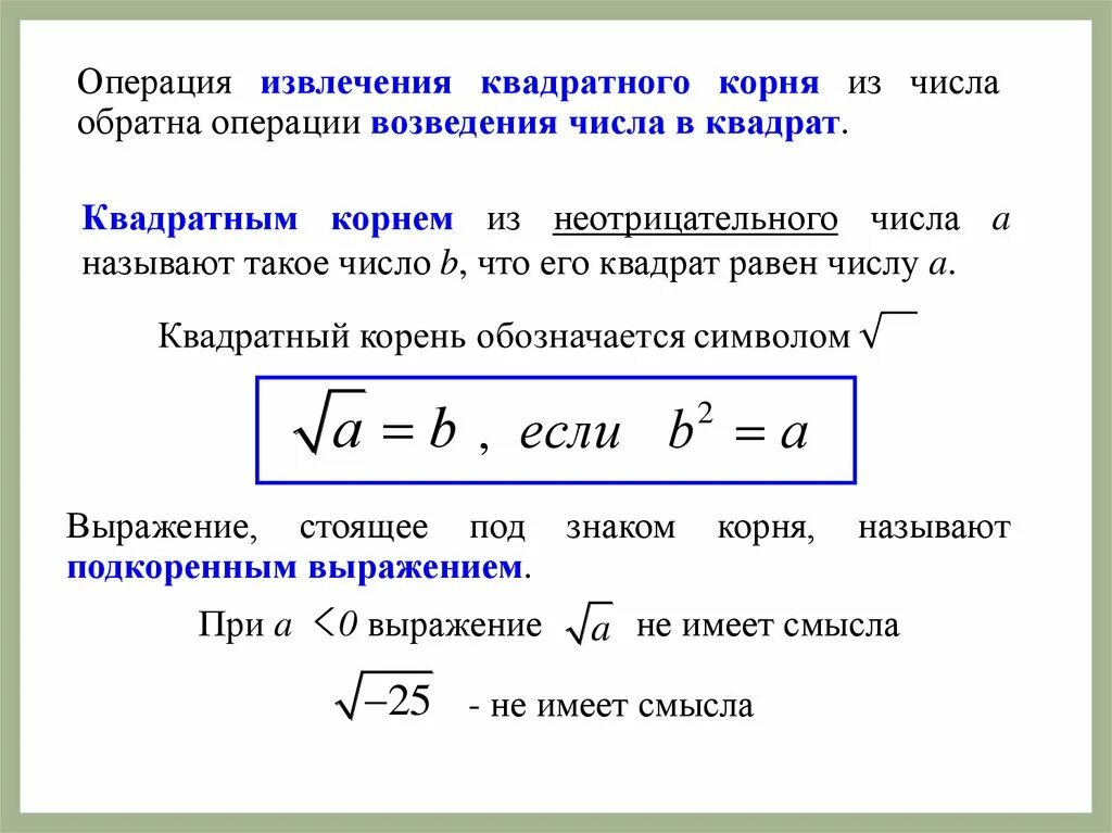 Операция извлечения корня