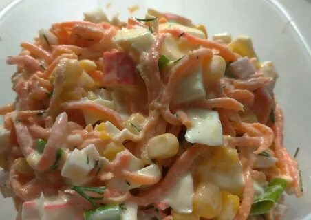 Салат с кукурузой корейской морковью и огурцом