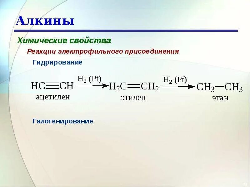 Алкины реакция присоединения формула. Присоединение алкинов +h2. Реакции гидрирования h2 Алкины. Реакция присоединения Алкины. Полное гидрирование ацетилена