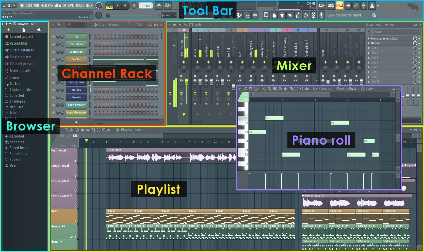 Fl studio mix. FL Studio 20 Интерфейс. Фрути лупс Интерфейс. FL Studio 10 Интерфейс. FL Studio Интерфейс описание.
