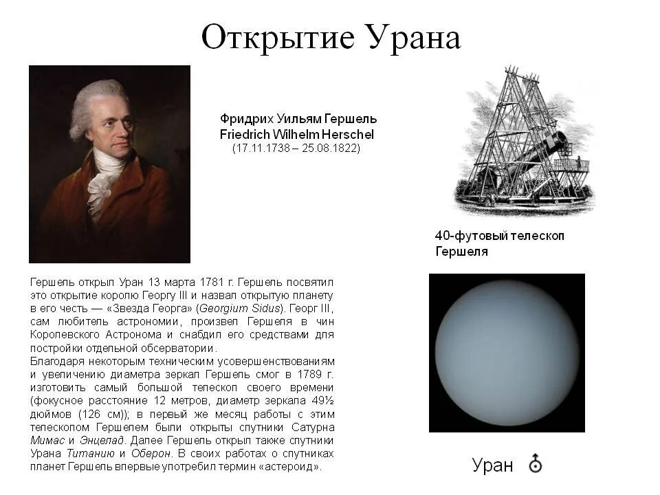 Астроном открывший движение планет. Уильям Гершель Уран. Уильям Гершель открыл Уран. 1781 Астроном Уильям Гершель открыл Уран. Гершель астроном открытия.