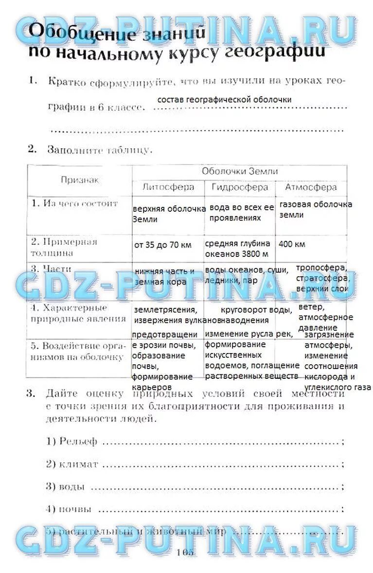 ГДЗ по Географии 6 класс страница 19 рабочая тетрадь Летягин