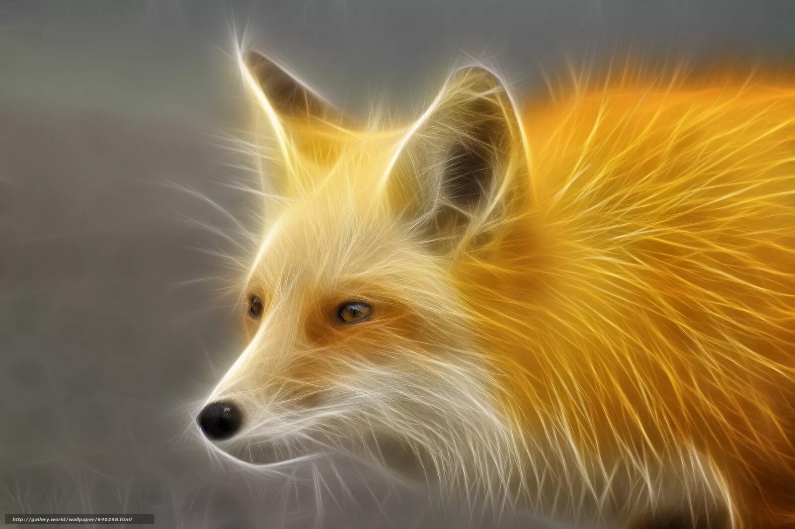 Лиса. Огненный лисенок. Золотая лисица. Морда лисы. Вок на огне.