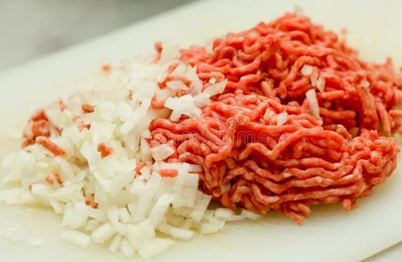 Minced meat Red meat. Лук репчатый фарш