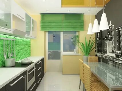 Дизайн маленькой кухни с балконом