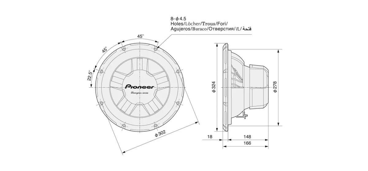 Размер динамика сабвуфера. Pioneer TS-w311d4. Сабвуфер Пионер TS w311d4. Сабвуферный динамик Pioneer TS-d10ls4. Сабвуфер Пионер 30см динамик.