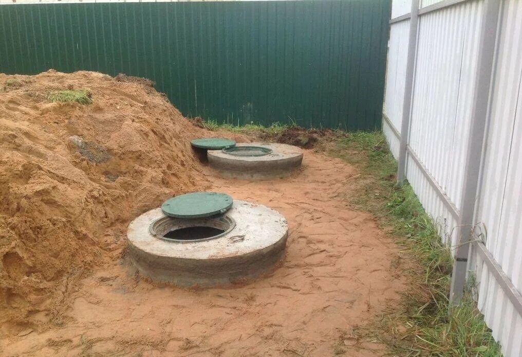 канализация из бетонных колец. копка колодцев. сливной колодец. септик из бетонных колец. копка септика из бетонных.
