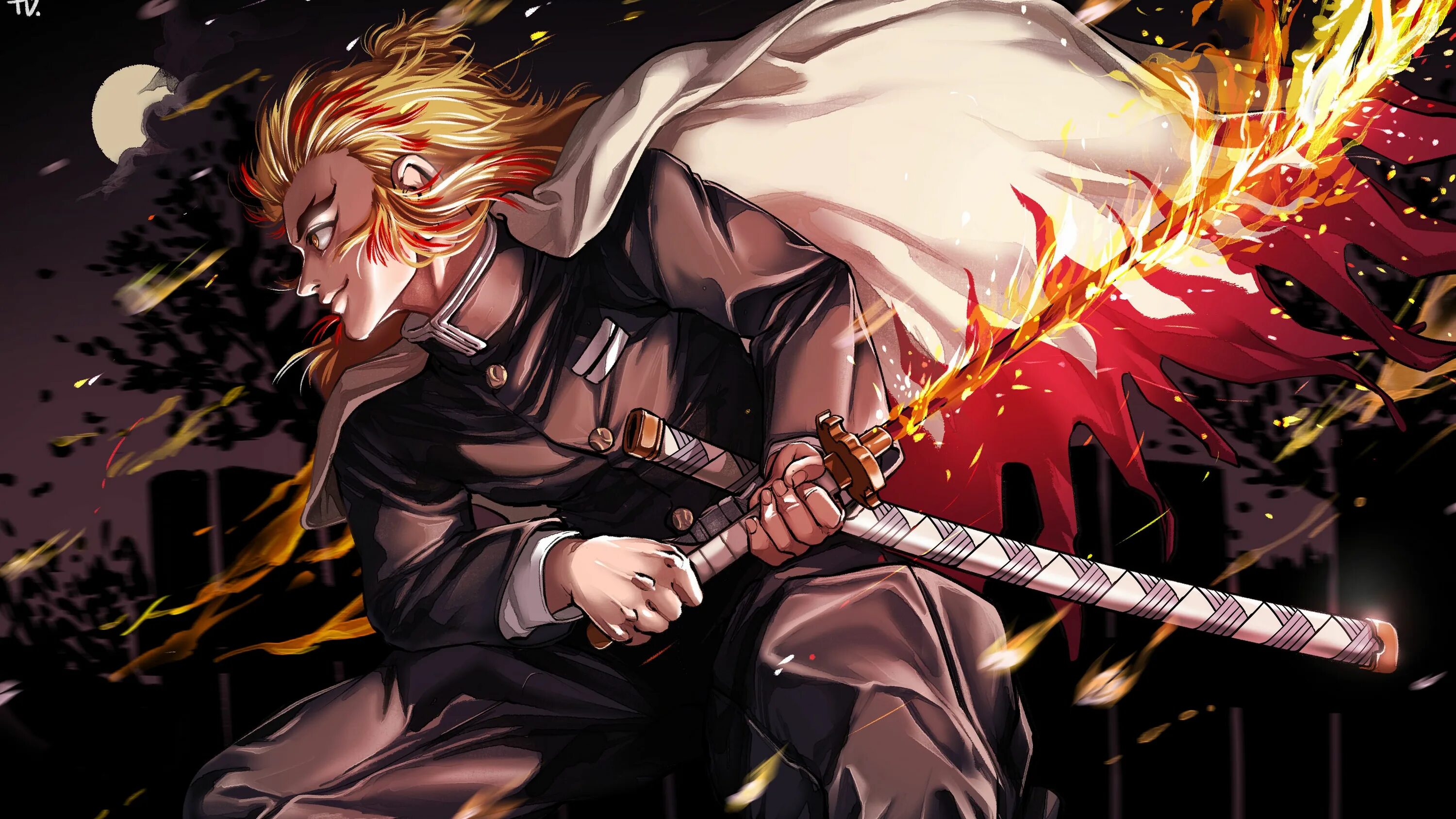 Demon slayer 2025. Демон slayer kimetsu ренгоку. kyojuro rengoku. меч ренгоку. demon slayer wallpaper rengoku.
