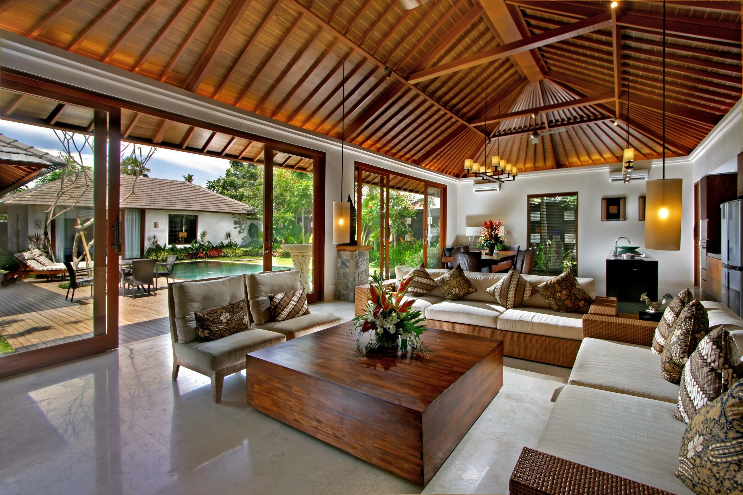 Красивые интерьеры домов. Тропический стиль в интерьере. Интерьер виллы. Современная вилла.