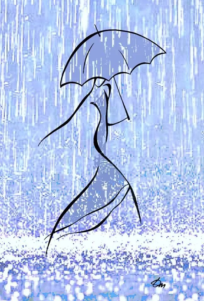 Рисунок шум дождя. Силуэт под дождем. дождь рисунок.