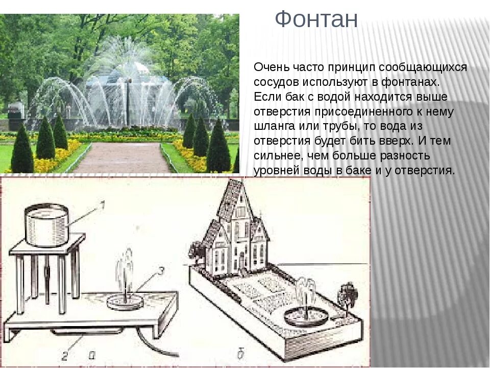 Фонтаны Петергофа сообщающиеся сосуды. Схема устройства фонтана физика 7 класс. Схема фонтана. Схема устройства фонтана.