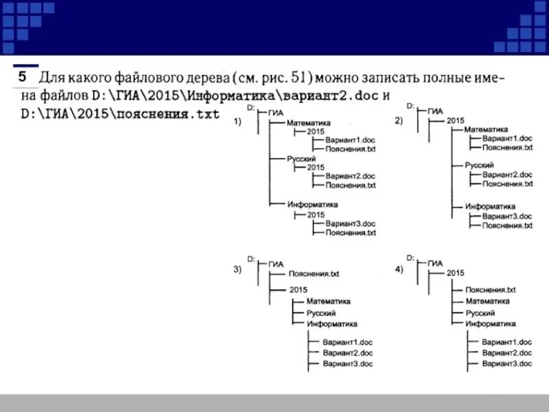 Дано дерево каталогов назовите полное имя doc3