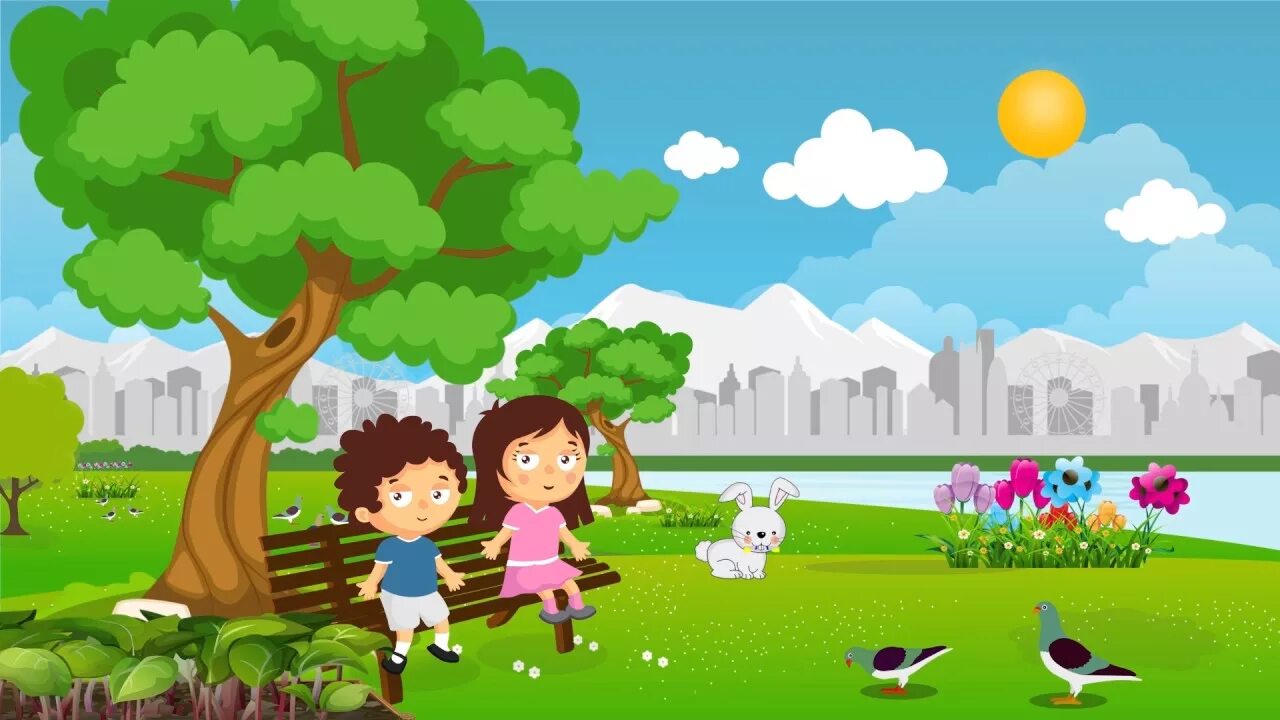 He saw in the park. Парк мультяшный. Парк картинка для детей. В парке cartoon. Картина для детей Park.