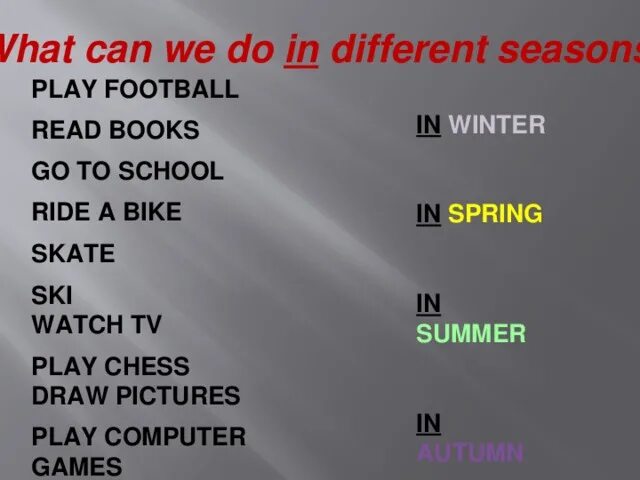 What can i do we can. What can we do in different Seasons. What can we do in Spring. Seasons what can you do. What we can do different Seasons.