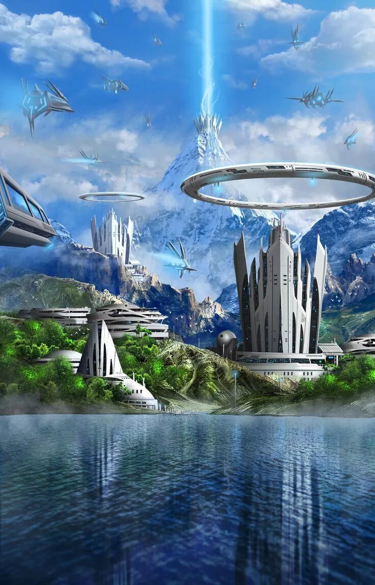 Как выглядит идеальный мир Pin on Arquitectura Fantasy landscape, Futuristic city, Future city