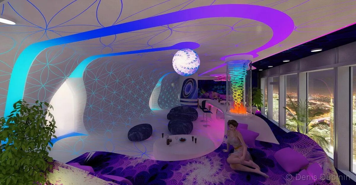 Space interior design - stars of living rooms, planets and galaxy in the house. 