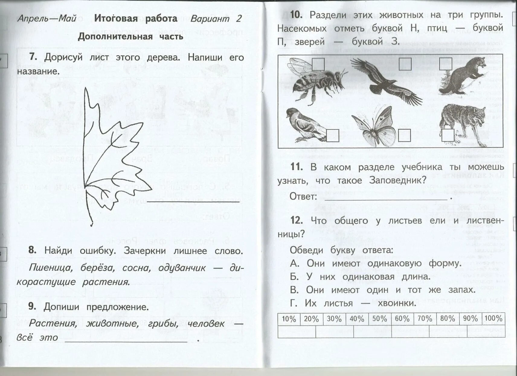 Тест начальная окружающий мир