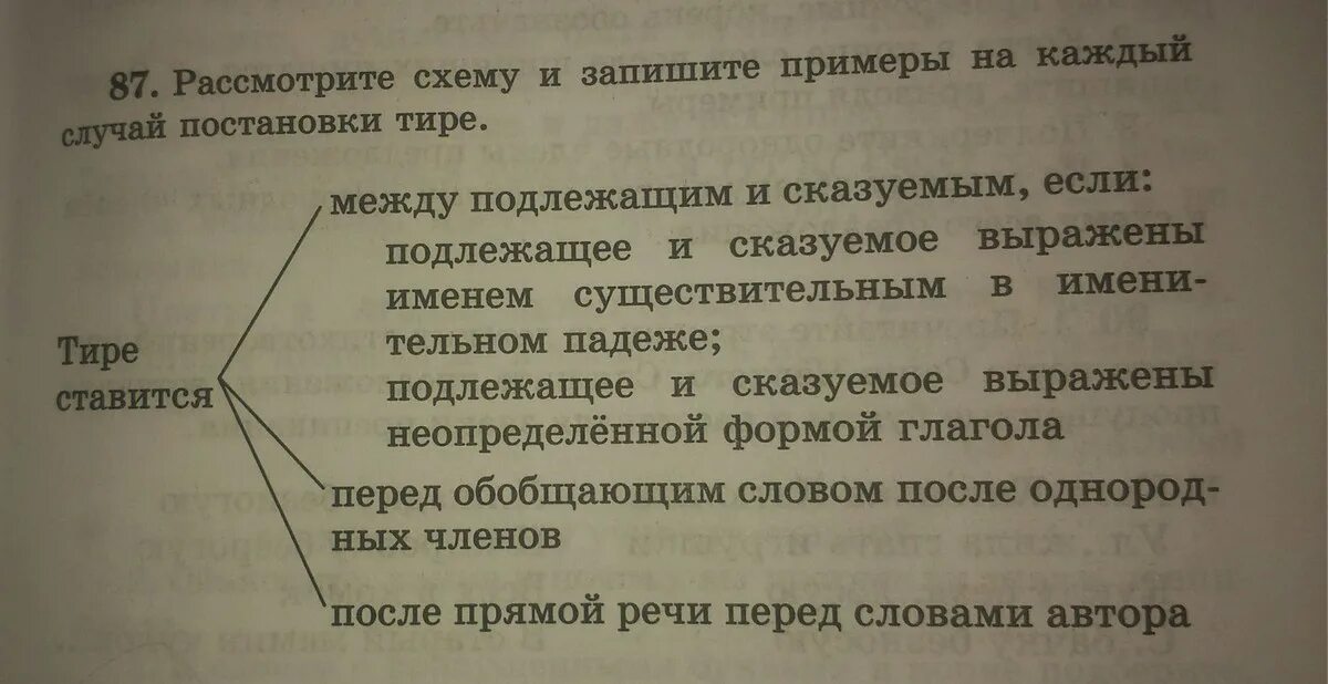 Каждый случай постановки. По 1 примеру на каждый случай постановки тире.