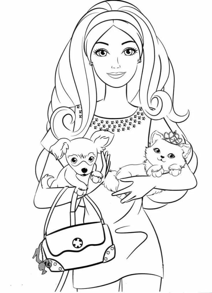 Раскраски для девочек барби распечатать а4 Barbie Coloring Pages Barbie coloring pages, Puppy coloring pages, Barbie colori