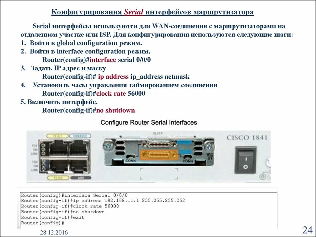 Порты управления маршрутизатора. Configuration interface