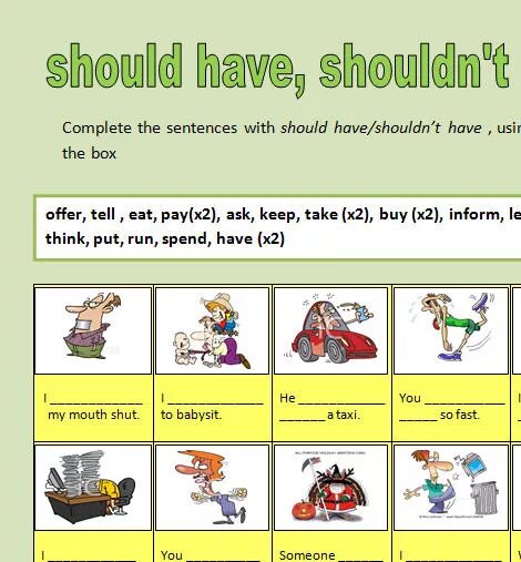 Complete with should or shouldn t. Should shouldn't have правило. Shall should Worksheet. Should have shouldn't have. Should shouldn't упражнения.