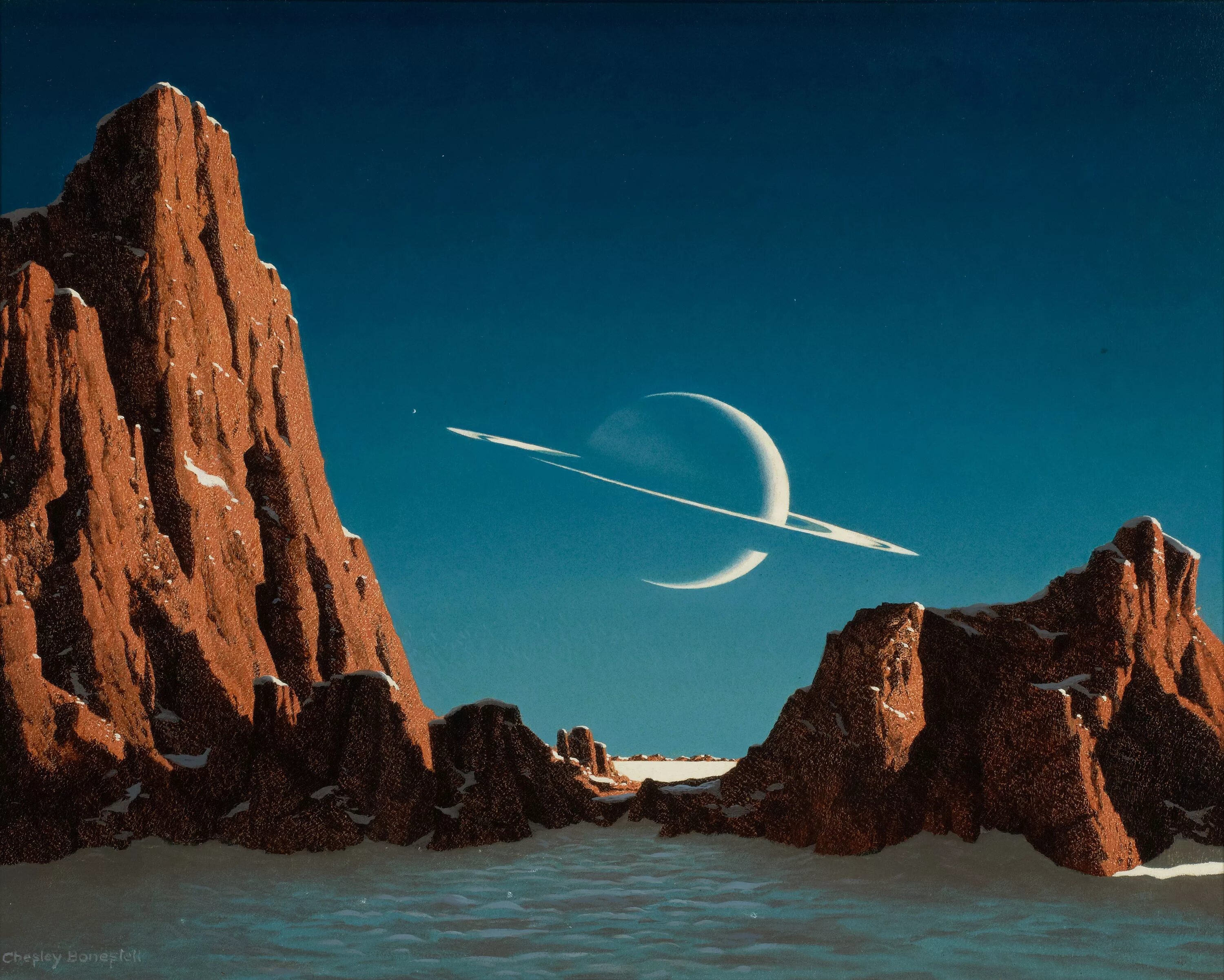 Больше всех других планет. Chesley Bonestell. Чесли Боунстелл картины. Чесли Боунстелл - американский художник.