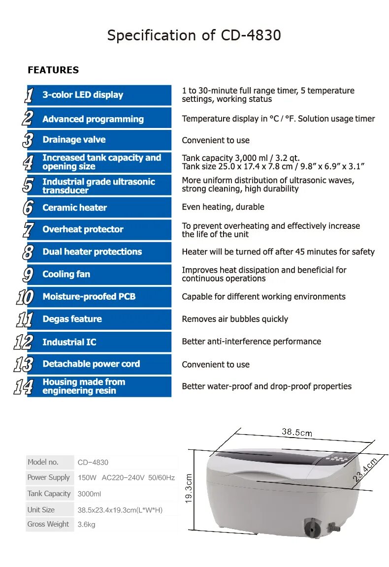 Ultrasonic Cleaner CD-4830. Ультразвуковая мойка Codyson CD-4830. Ультразвуковая ванна Codyson CD-4830. CD-4830 ультразвуковая мойка с подогревом 3 л. Ультразвуковая мойка инструкция