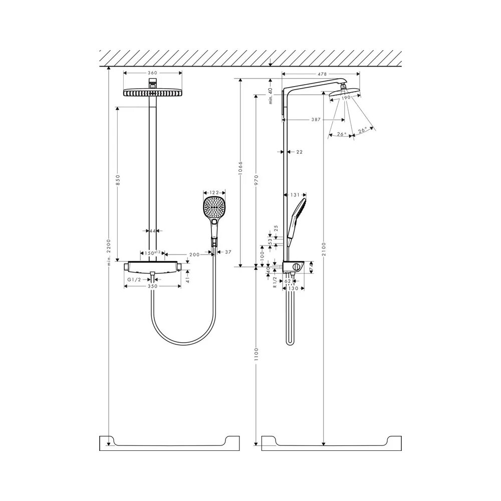 Showerpipe 360 1jet. Душевая система Hansgrohe Raindance select e 360 Showerpipe. Raindance e Showerpipe 360 1jet термостат. Душевая стойка Hansgrohe Raindance select e 360 Showerpipe 27112400.