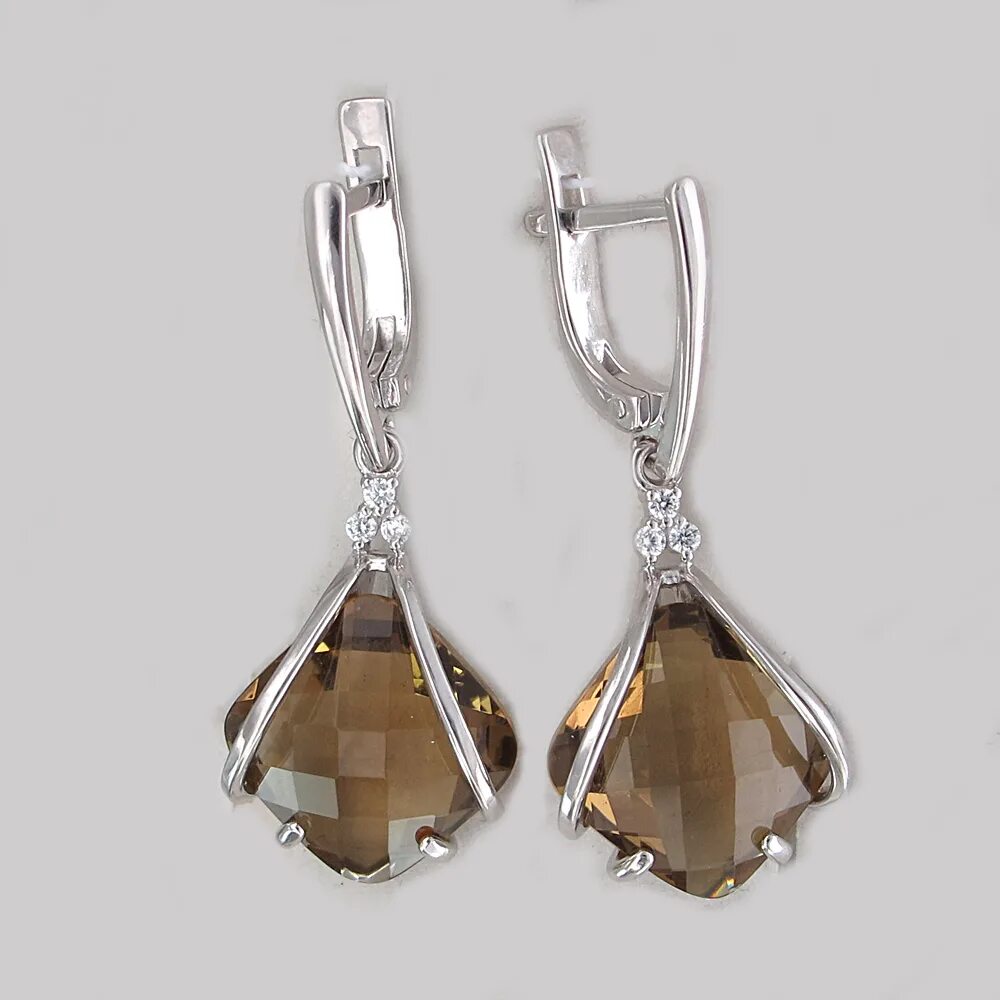 серьги с раухтопазом в серебре. серьги приволжский ювелир из серебра с раухтопазом. серьги с раухтопазами и бриллиантами из серебра (арт. Sokolov серьги из серебра с раухтопазами 92021923. серьги с раухтопазом в серебре.