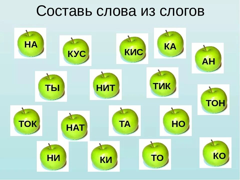 Составить слова из букв карточка