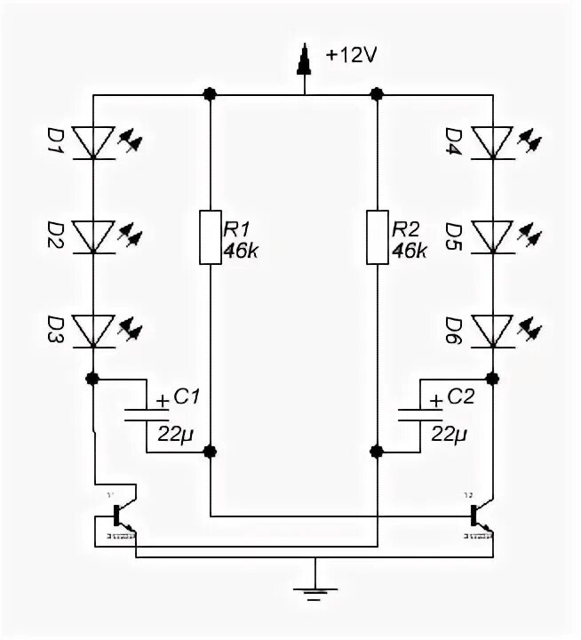 Бегущие огни на транзисторах 12в. Схема бегущего поворотника на светодиодах 12 вольт. Схема бегущих огней на светодиодах на транзисторах. Схема бегущих поворотников на светодиодах 12.