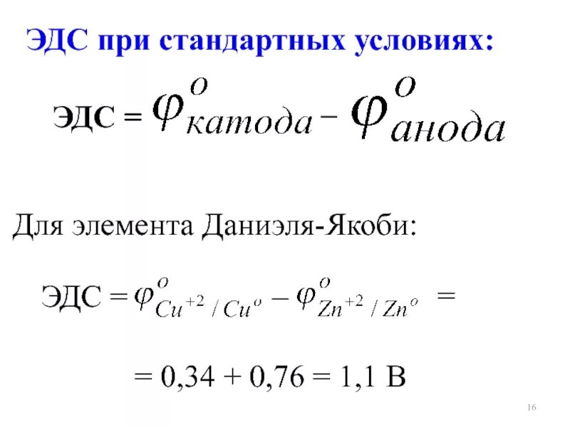 Стандартный эдс элементов