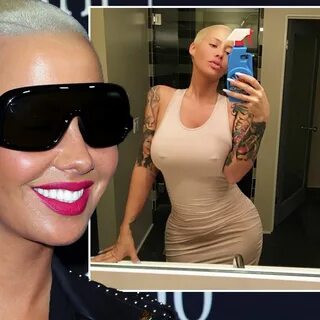 Amber Rose shows off double nipple. wife nipple piercing. 