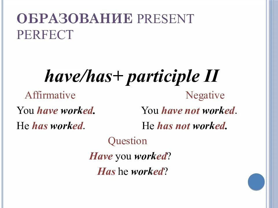 Present perfect таблица образования. Правила образования предложений в present perfect. Present perfect образование. The perfect present.