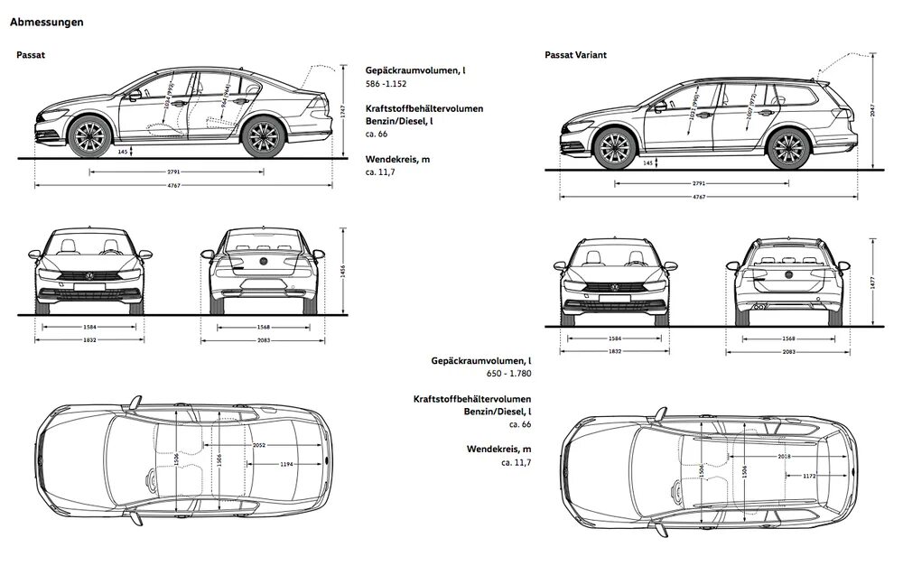 Passat характеристики. Ширина салона Passat b8. Габариты Фольксваген Пассат б6. Volkswagen Passat b5 чертеж. Фольксваген Пассат b7 габариты.