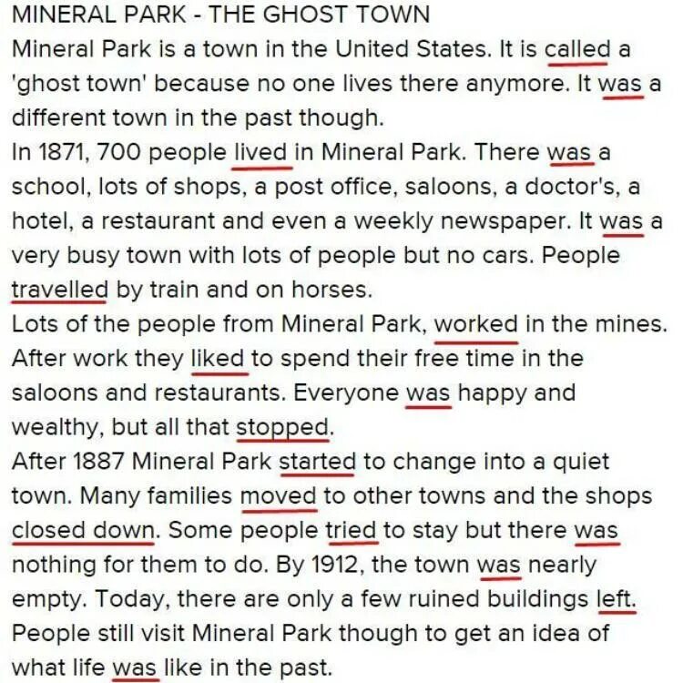 Mineral Park текст. Английский язык Mineral Park - the Ghost Town. Неправильные глаголы в тексте Mineral Park. 6 Класс английский язык минерал парк.