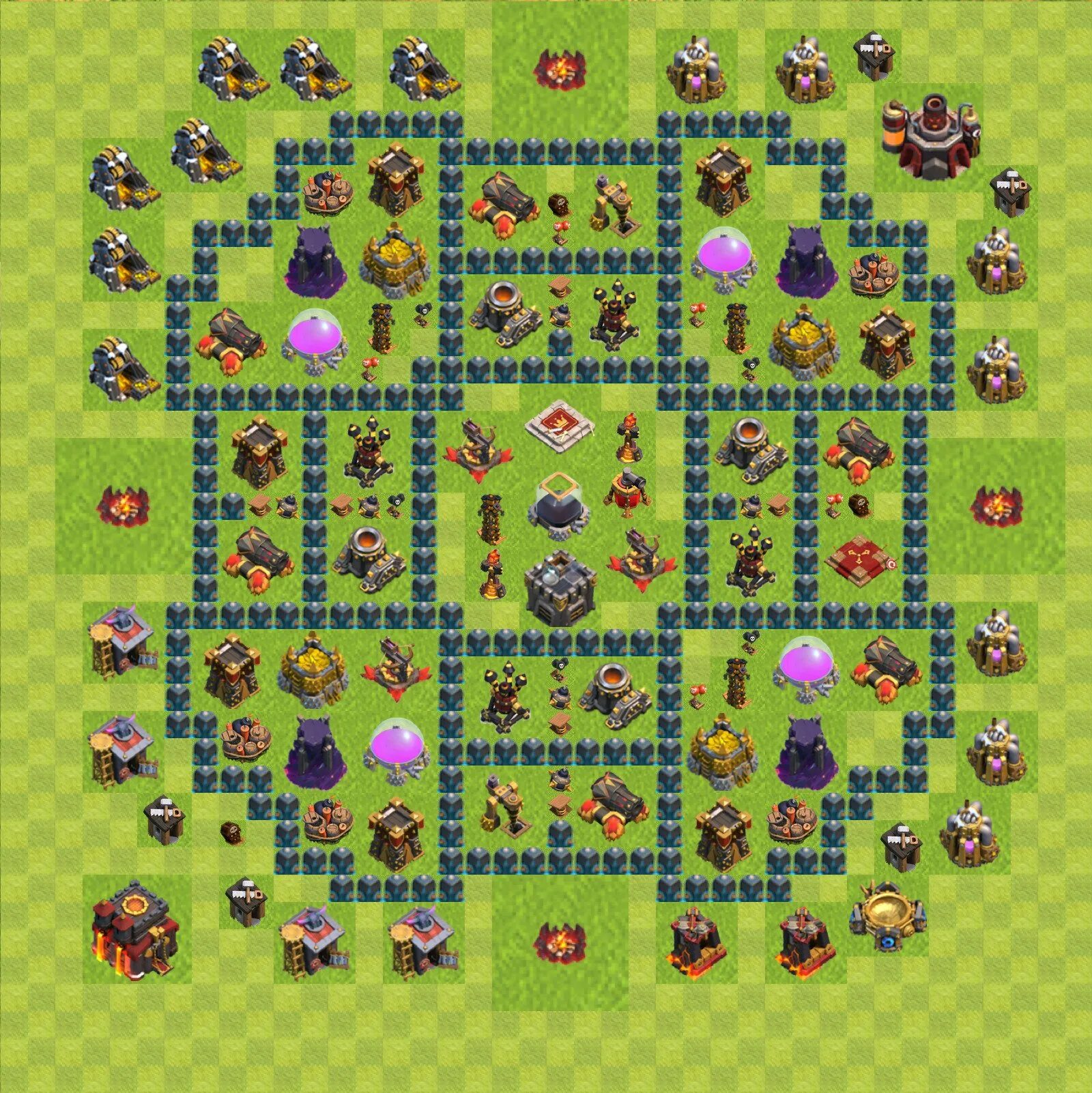 Clash of clans база 10. Расстановка в клэш оф кланс 10 ратуша. Ратуша 10 ТХ. База для 10 ратуши. Планировка клэш оф кланс 10 ратуша.