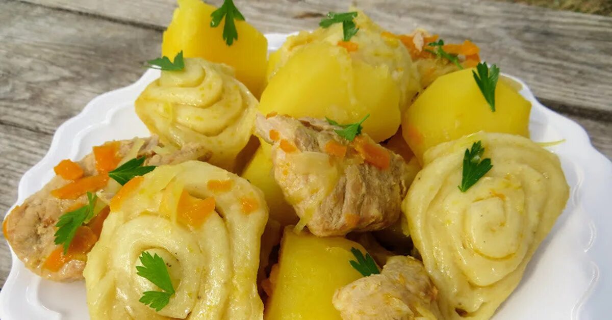 Картофель с мясом и тестом. Штрули, штрудели. Штрудли молдавские. Штрудли грузинские. Штрули с капустой.