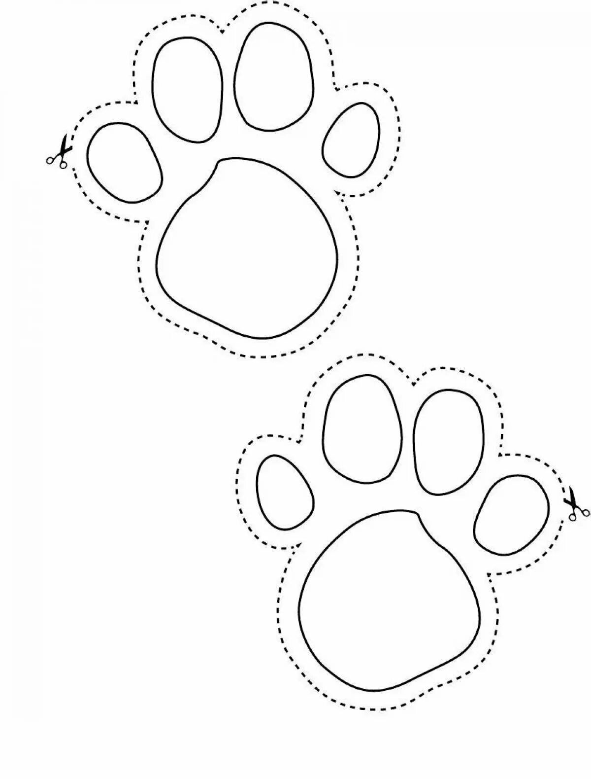 Лапки из бумаги. Трафарет лапки. Следы животных трафарет. Следы раскраска для детей. Трафареты для поделок.