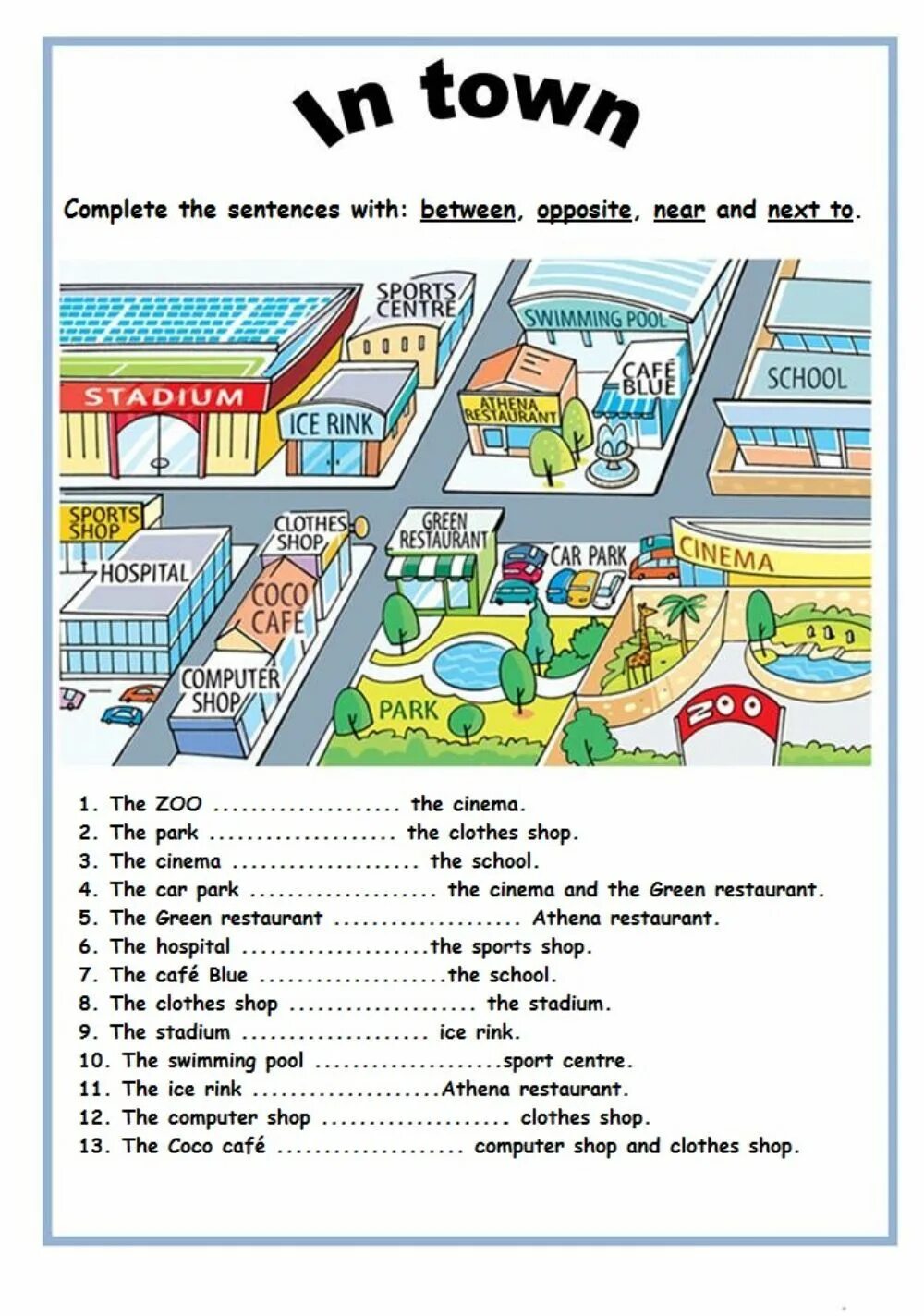 Could way nearest. Задание на тему places in Town. Places in Town задания. Места в городе Worksheets. Задание по английскому языку my Town.