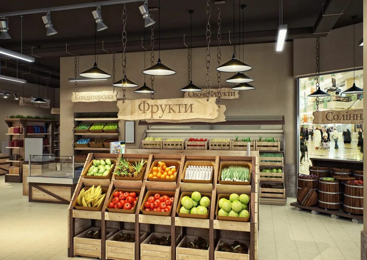 Интерьер овощного магазина. Креативный магазин продуктов. Красивый магазин продуктов. Витрина в эко стиле. Красивые интерьеры продуктовых магазинов.