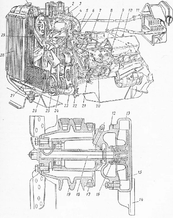 Двигатель автомобиля зил 130. Системы двигателя ЗИЛ-130. Система охлаждения двигателя ЗИЛ 130. Система охлаждения двигателя ЗИЛ 131. Система охлаждения масла двигателя ЗИЛ 130.