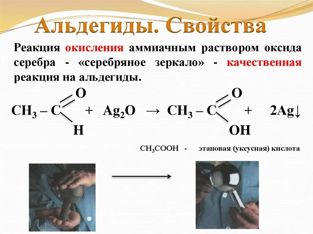 Реакция уксусной кислоты с оксидом серебра